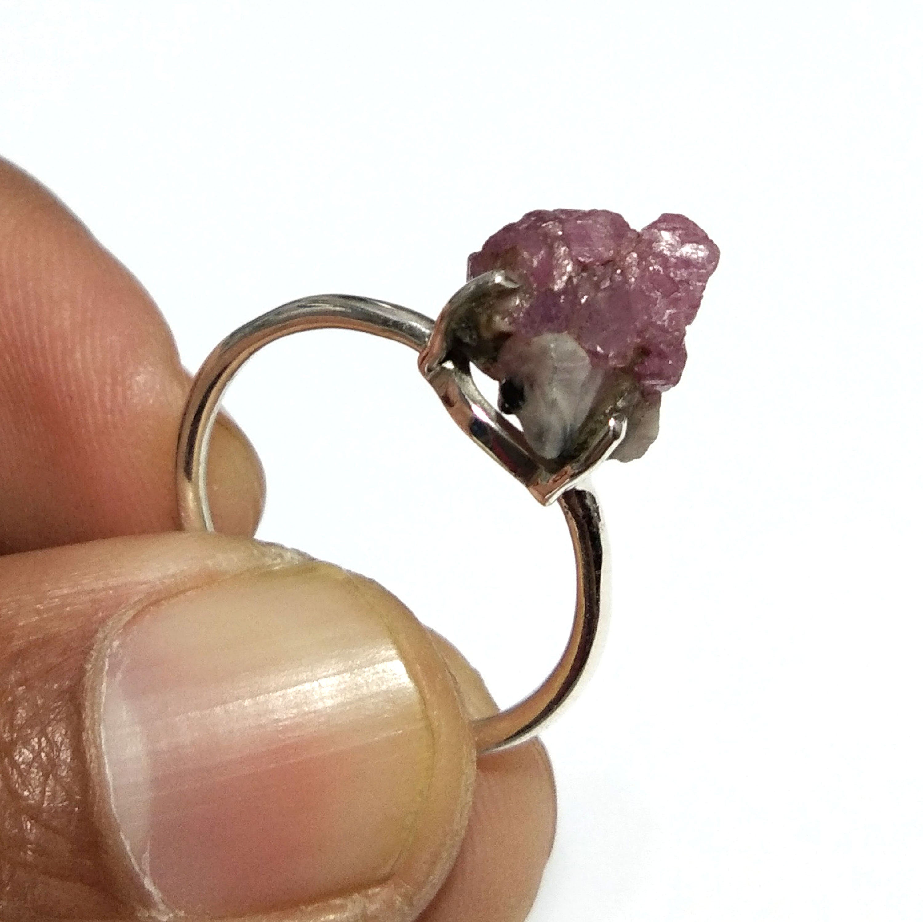 Natural Red Ruby Rough Gemstone Ring, 925 Solid Sterling Silver Ring, Red Ruby Stone Size 14x11 mm Handmade Ring, For Gift Birthday Ring